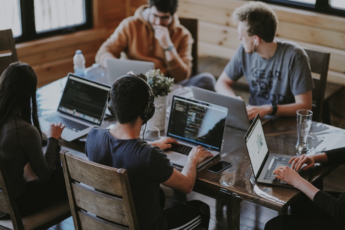 Tech workers collaborating